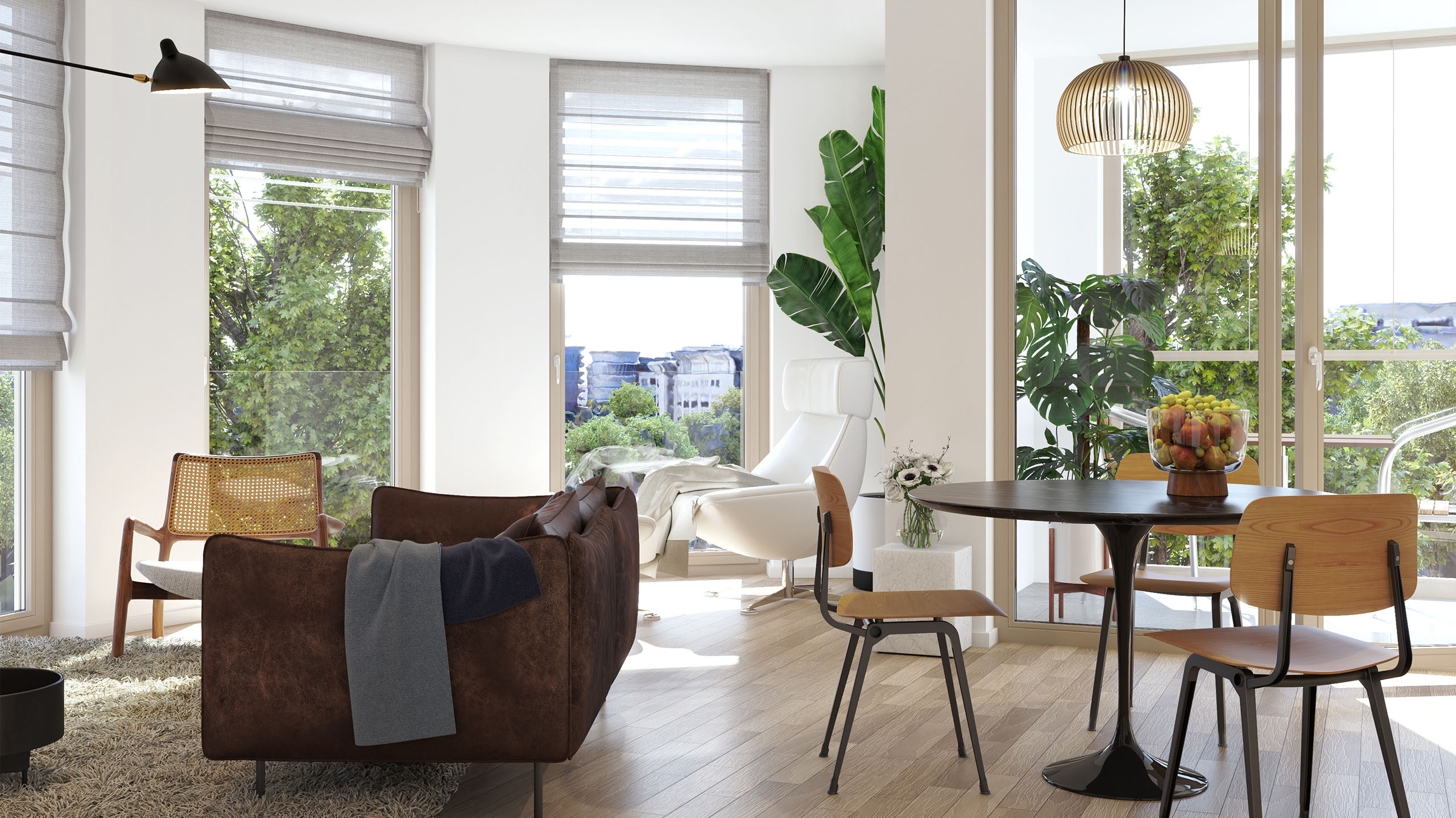 Beispielhafte Innenraumeinrichtung der 4-Zimmer WHG GreenTWO/L 4.4 (4.OG)